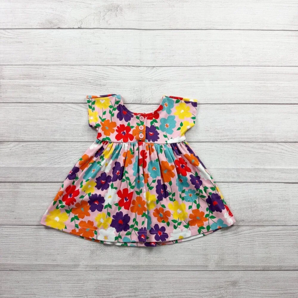 Hanna Andersson Baby Girl Floral Dress Multicolor Short Sleeve Twirl 12-18 Month - Picture 1 of 3